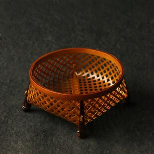 精品浙工老师傅纯手工镂空编织老竹鞭小收纳盒竹制茶具文玩摆放篮