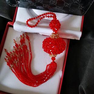 水晶串珠鞭炮灯笼平安汽车挂件手工编织车内饰品喜庆配饰包邮成品