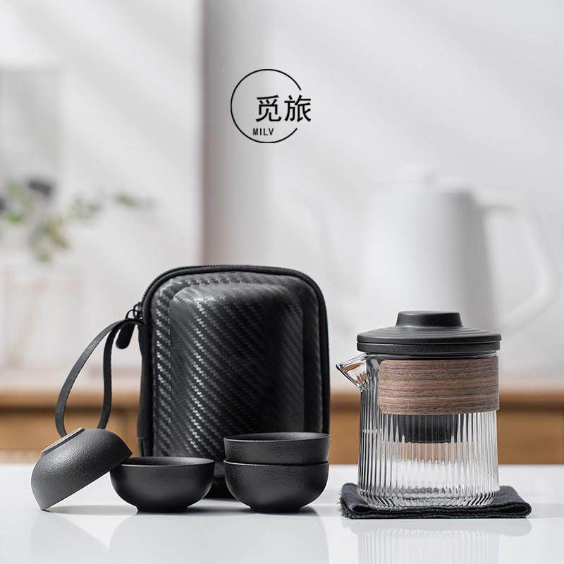 陶瓷快客杯一壶四杯防烫玻璃旅行茶具套组户外露营泡茶壶功夫茶具,餐饮具,旅行茶具,淘宝优惠券,粉丝福利购,淘宝优惠卷
