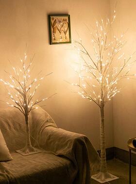 Led发光树萤火虫灯房间森林装饰斯堪的纳维亚风格浪漫安排桦树灯