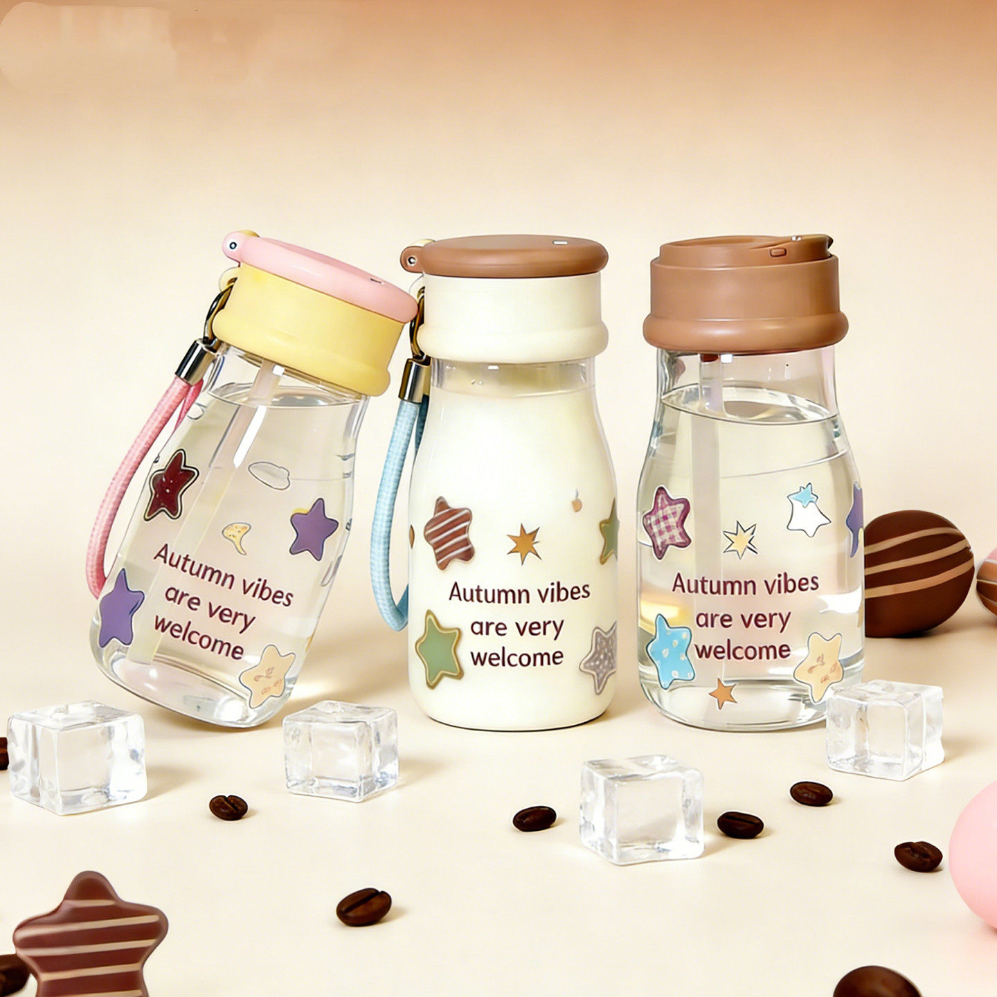 小巧便携杯子玻璃杯高级感轻奢食品级家用早餐牛奶杯咖啡杯带吸管