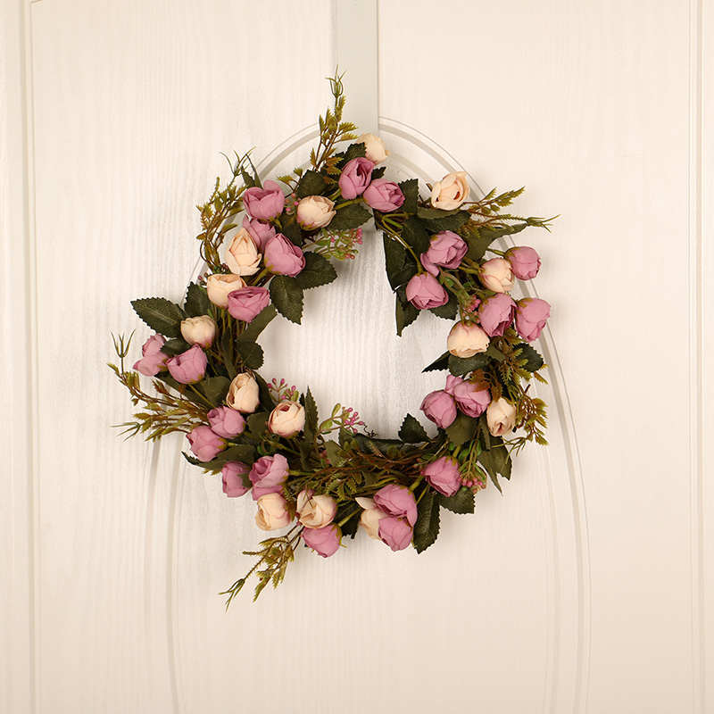 仿真玫瑰花环商场橱窗壁挂婚庆假花装饰品店面场景摆布置挂件门挂