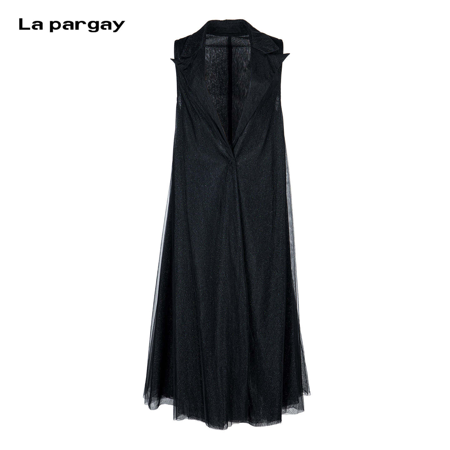 Lapargay西装领细闪网纱马甲
