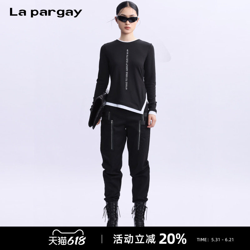 La Pargay/纳帕佳休闲套装莫代尔打底针织衫t恤小脚运动裤两件套