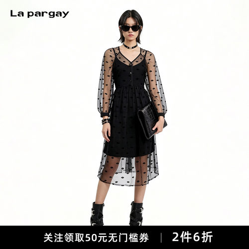 Lapargay小众叠穿灯笼袖连衣裙