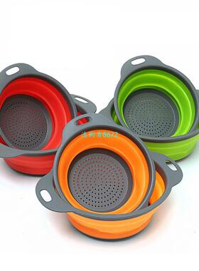 极速2PCS Folding Silicone Colander Strainer KPitchen Fruit V
