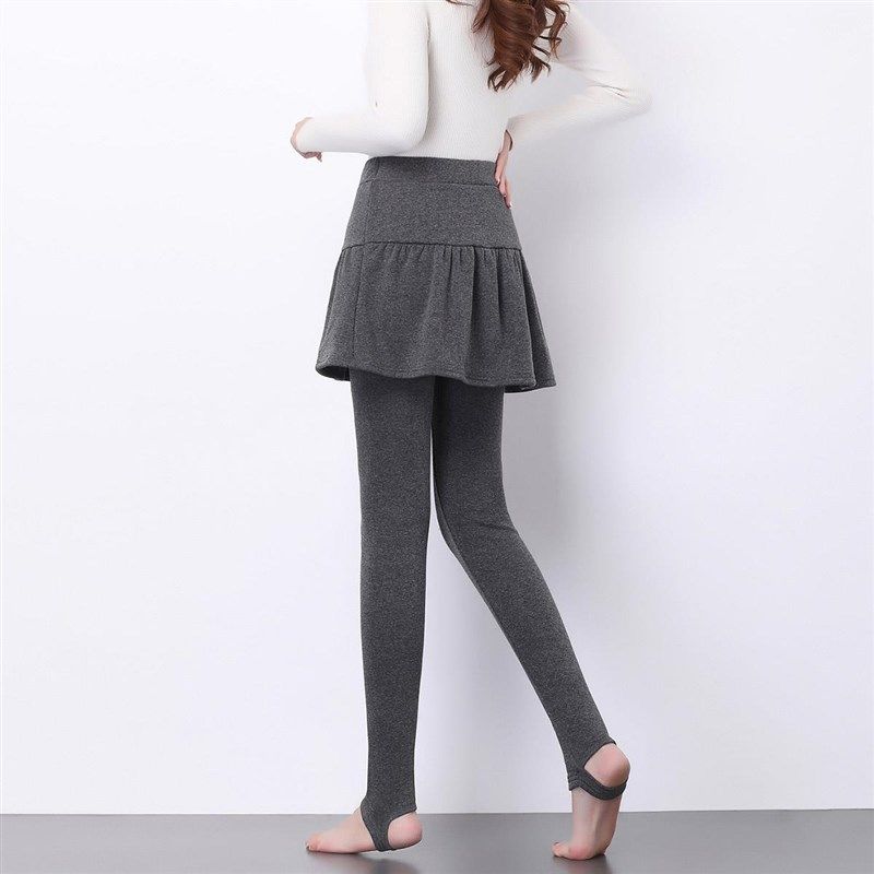 极速秋冬少女假两件裙裤初中生高中生H加绒加厚中学生保暖外穿打