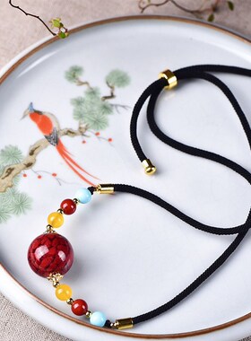 新品天然原矿朱砂晶体砂锁骨链z女款项链时尚配饰本命年百搭饰品Y