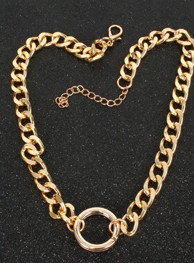 极速欧美个性配饰 网红金p色链条圆圈拼接女式项链女 necklace 12