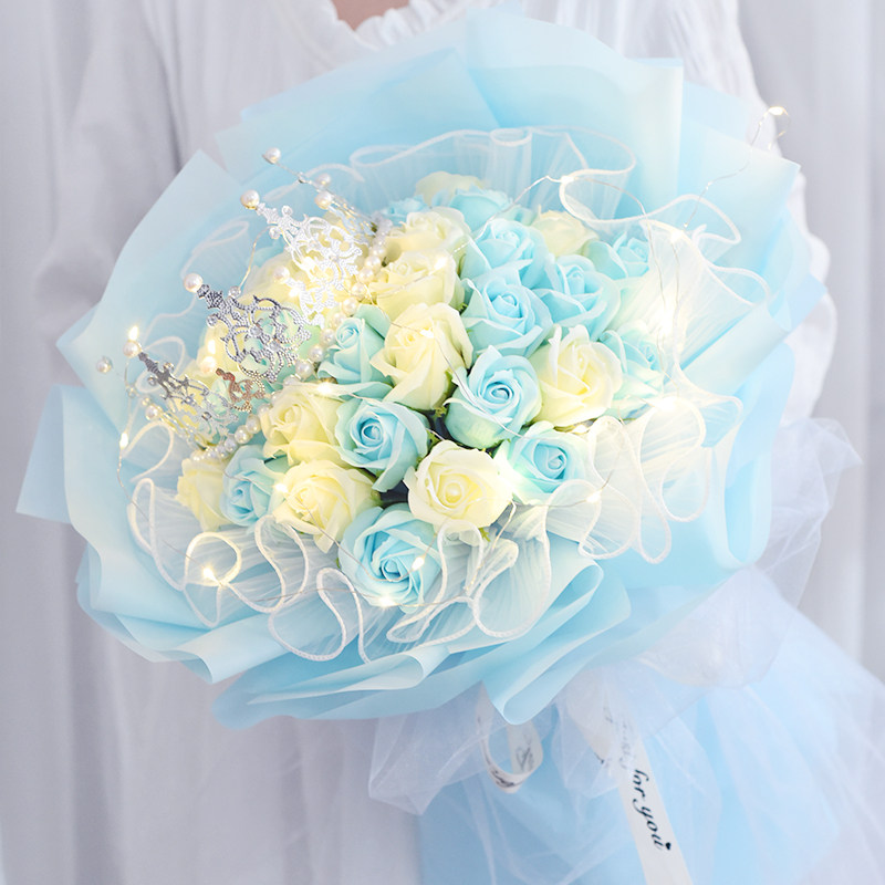 极速创意玫瑰花束仿真干s花假香皂花大束手捧花520送女友闺蜜生日