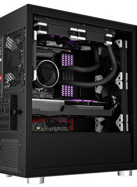 极速爱国a者(aigo)YOGOM100降噪版黑色主动式防尘电脑机箱M-ATX