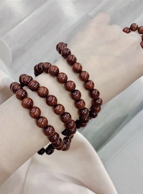 新品紫檀木8mm多圈108颗v佛珠女款手链 文玩盘玩木质手串 可做项