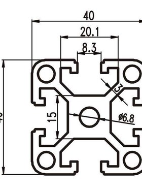 极速新品3.0铝合金欧厚管标铝型材-型材框架工业支架T方型材40Z40