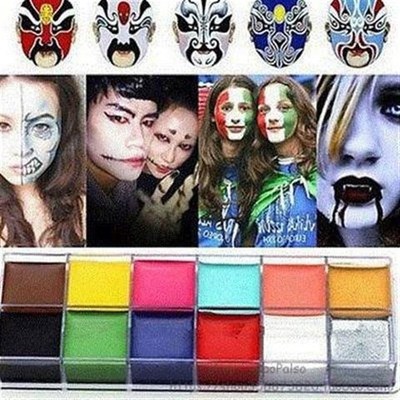 极速12 colors face painting paint makHe up guide rainbow kit