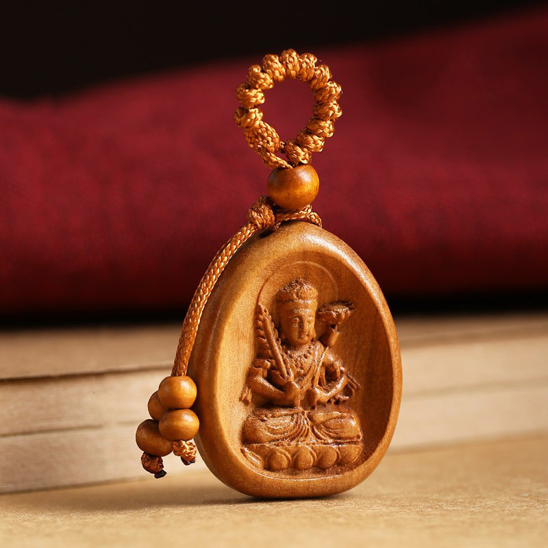 极速桃木十二生肖钥匙q扣随身本命佛汽车八大守护神挂件阿弥陀像