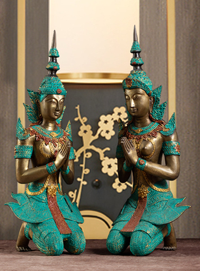极速东南亚风格创意装饰工艺品客C厅玄关泰国迎宾跪佛全铜佛像禅
