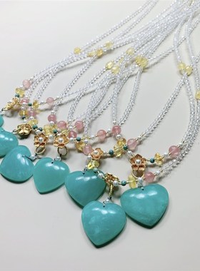 新品老矿料天河石搭配白色尖晶y石女款锁骨链项链 可做女款手链两