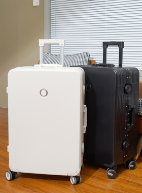极速白色时尚行李拉杆箱结实耐用铝框大容量学生男密码.静音万向