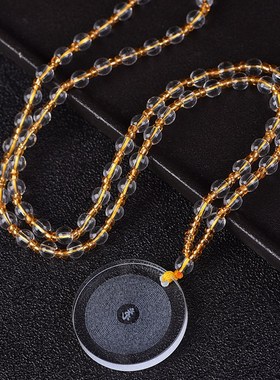 极速楞严咒吊坠挂件n愣严经护身符透明水晶圆形愣严咒项链饰品男