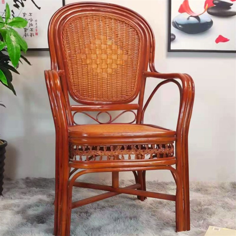 极速阳台藤椅藤艺小茶几三件套单人天然腾椅休闲滕编X家用靠背真