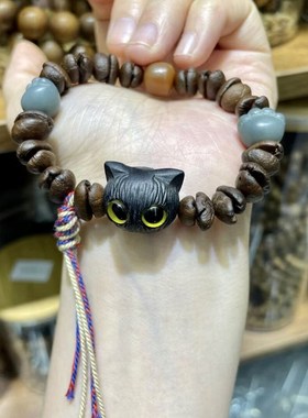 新品咖啡豆女款手链 搭配黑檀木小野猫 有咖N啡香味 个性新款手串
