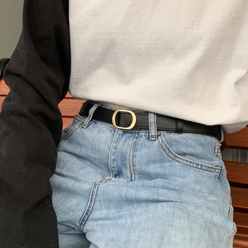 免打孔皮带女ins风休闲简约百搭牛仔裤腰带韩版小众设计感裤带细