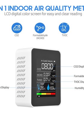 极速CO2 Meter 5in1 Foqrmaldehyde HCHO TVOC Tester Co2 Sensor