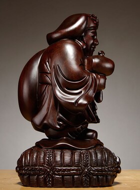 极速黑檀c实木质雕刻大黑天财神佛像财神爷摆件家居店铺寺庙供奉