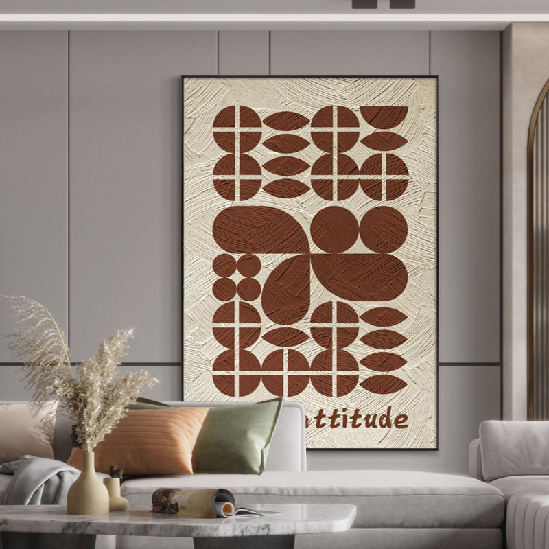 极速侘寂风几何抽象客厅卧室装饰画纯色极简肌理S感玄关挂画沙发