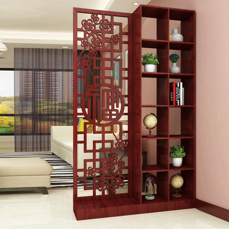 极速中式屏风隔断客厅小户型现代C简约装饰门厅实木雕花镂空进门