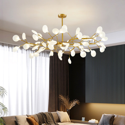 新品Luxurious Gkold Chandeliers White Petal Living Room Rest