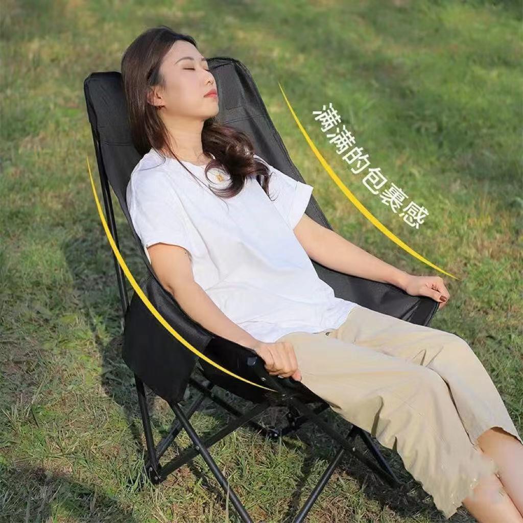 户外钓鱼便携休闲躺椅三挡调节办公室午睡午休折叠床露营月亮椅子