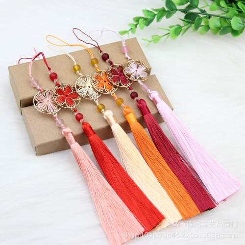 创意镂空织穗花好月圆14CM长款流苏穗子国潮复古装汉服压襟扇坠挂