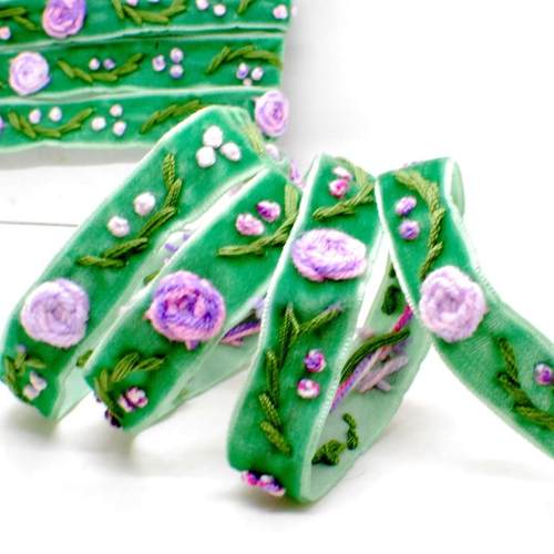 怩娃15mm手工丝绒绣花带/植绒带/服饰发饰装饰带/手工DIY辅料配件