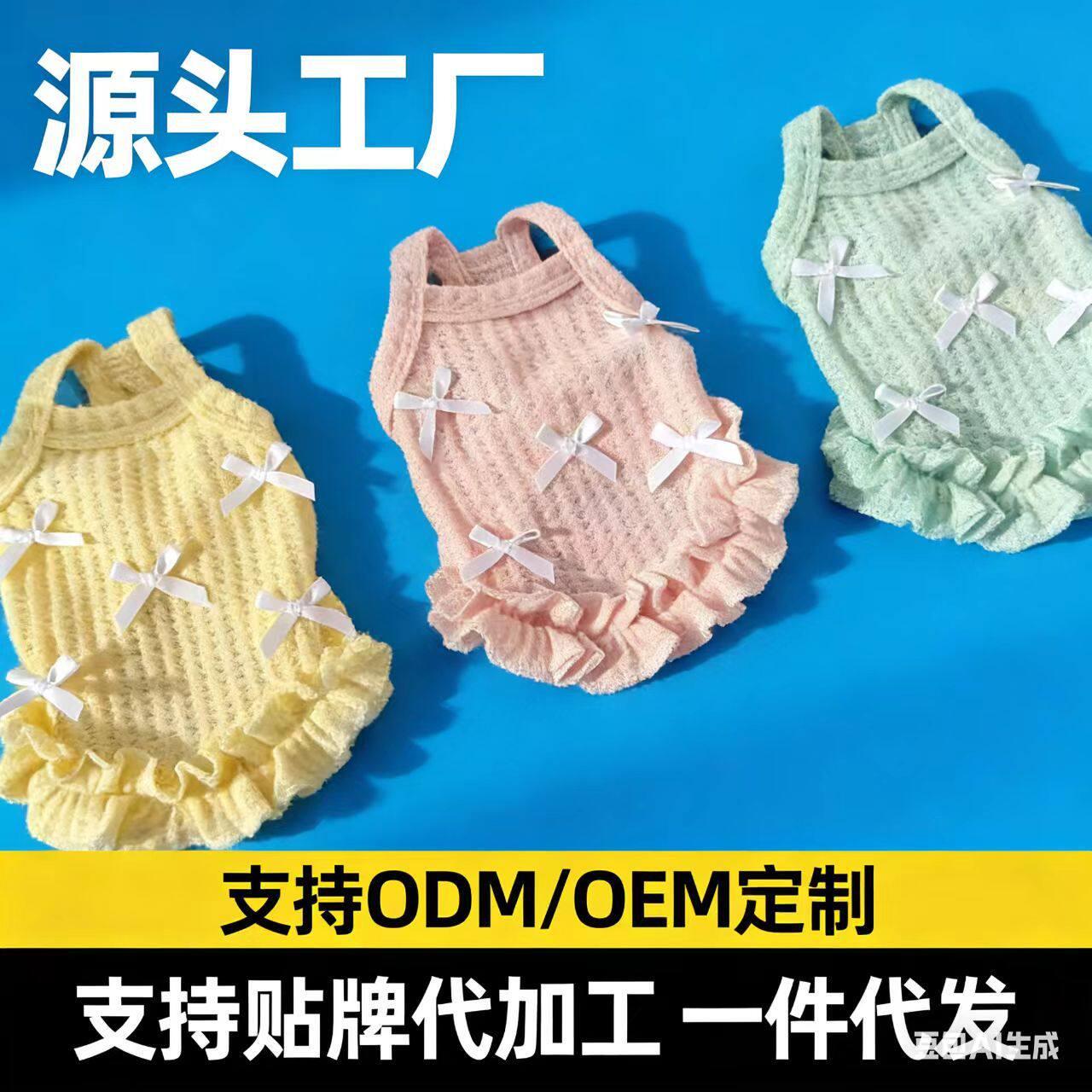 2025新款夏季狗狗猫咪背心蝴蝶结薄款空调夏款甜美柯基布偶泰迪衣