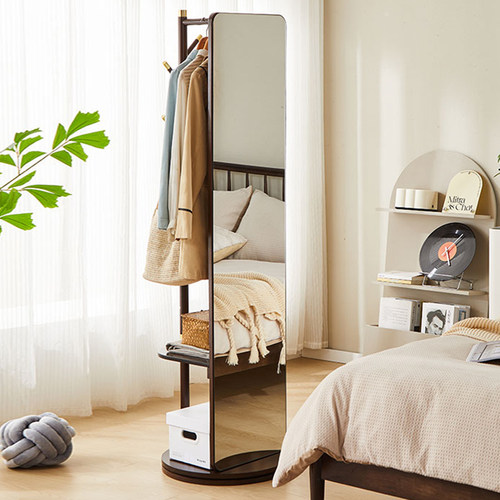 爆款实木穿衣镜可旋转移动
