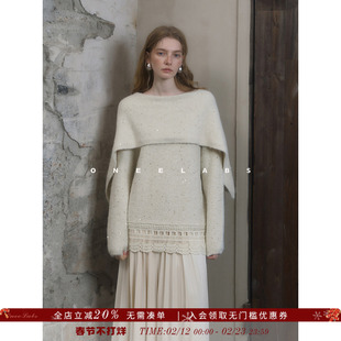 ONEELABS原创品牌 镂空绣花边 轻奢细闪氛围感毛衣女春冬针织上衣