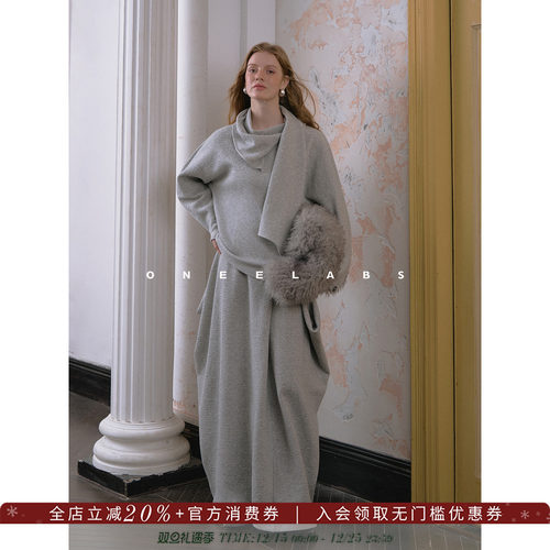 ONEELABS原创品牌 极简轻奢高级套装 飘带围脖式上衣+解构半身裙