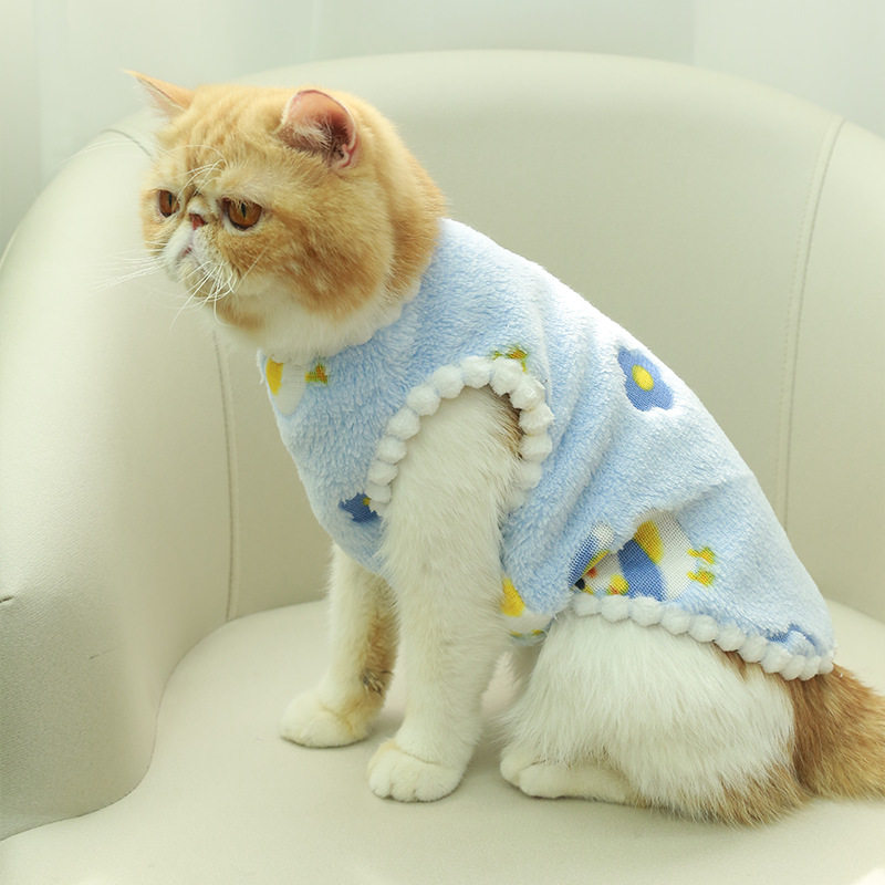 宠物衣服狗狗猫咪秋冬新款加绒加厚可爱泰迪比熊家居服小背心秋冬