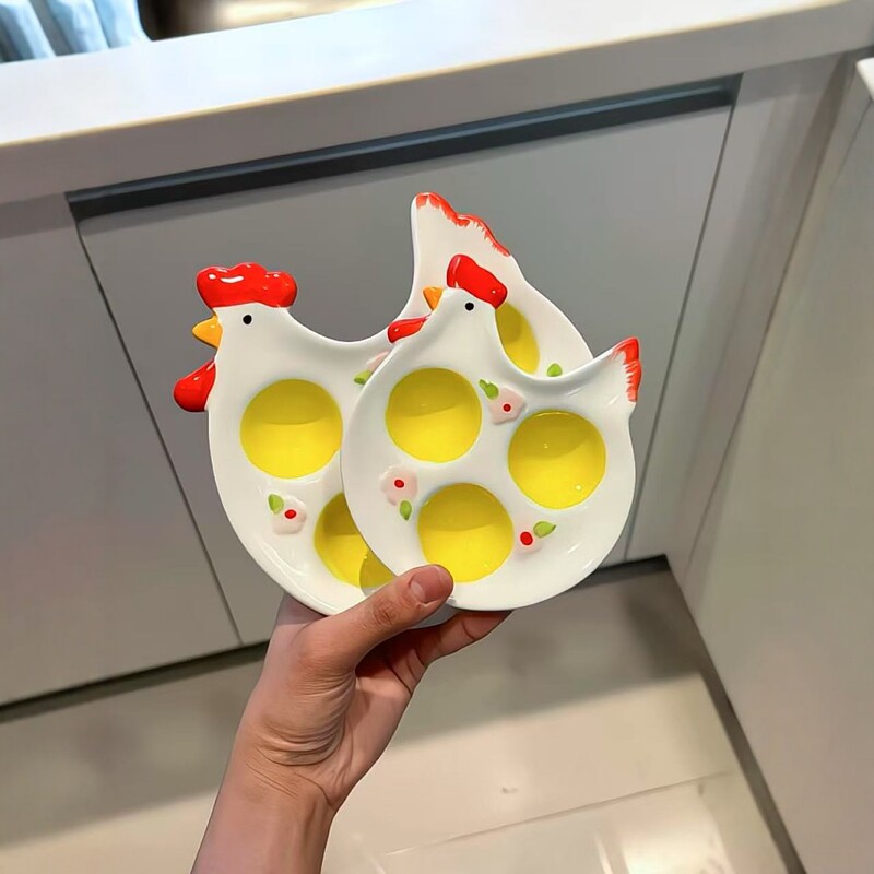 大公鸡陶瓷鸡蛋分格收纳盘
