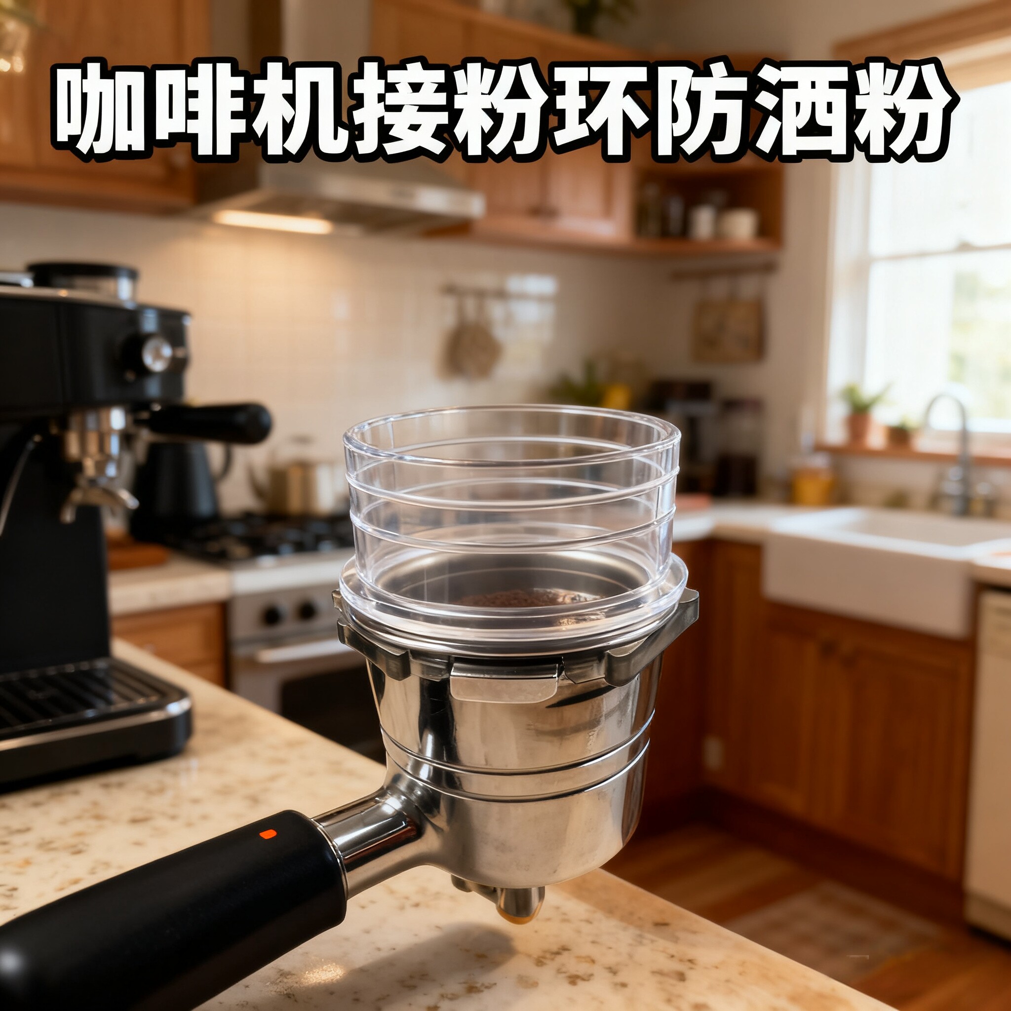 咖啡机布粉器防飞粉清洁配件58mm压粉器套装布粉环便携接粉圈底座