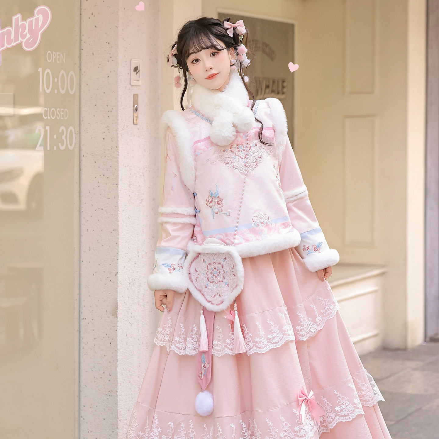 粉桃桃新中式马甲旗袍套装改良蛋糕裙2025新款冬季,女装/女士精品,汉服套装,淘宝优惠券,粉丝福利购,淘宝优惠卷