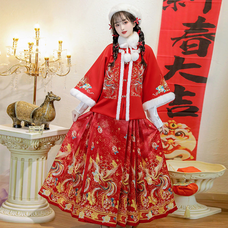 新款明制拜年汉服女马面裙秋冬季款加厚半臂古装国风元素日常全套,女装/女士精品,汉服套装,淘宝优惠券,粉丝福利购,淘宝优惠卷