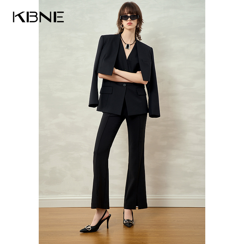 KBNE【商场同款】黑色裤子女2025春季新款今年流行时尚百搭喇叭裤