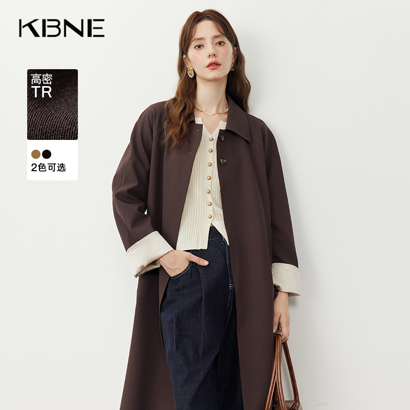 KBNE安可拉红英伦风大衣外套2025秋冬新款长款风衣爆款外衣女装