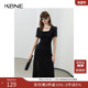 KBNE黑色短袖 场合轻奢气质高级感中长裙 连衣裙正式 字裙夏季 新品