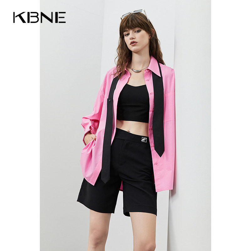 【商场同款】衬衫女2025夏新款爆款今年流行设计感彩色系阔版衬衫