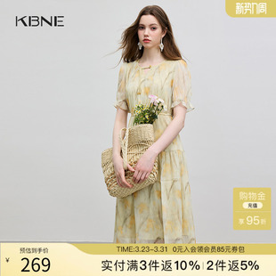 小个子爆款 休闲气质法式 裙子 新款 KBNE连衣裙女碎花裙长裙2025夏季