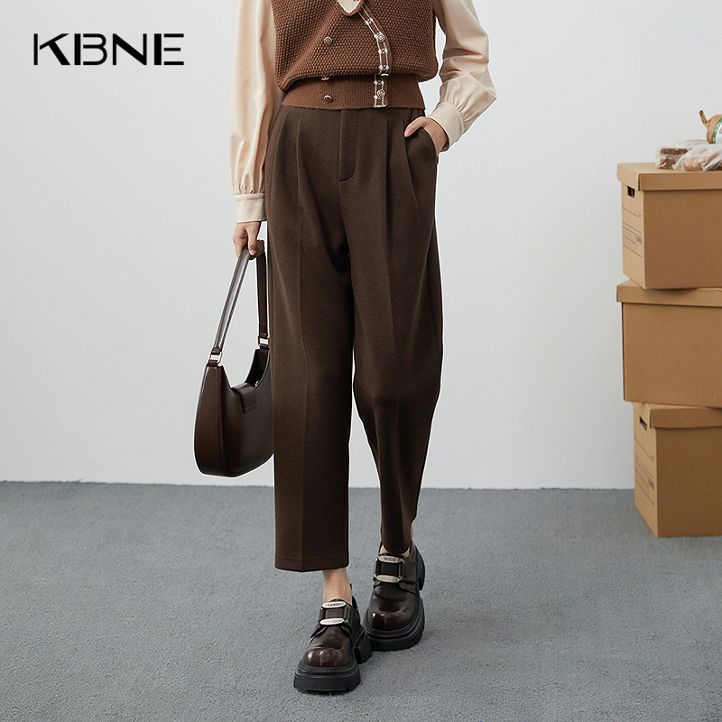 【商城同款】咖色休闲裤女小个子铅笔裤气质直筒裤2025秋冬新款