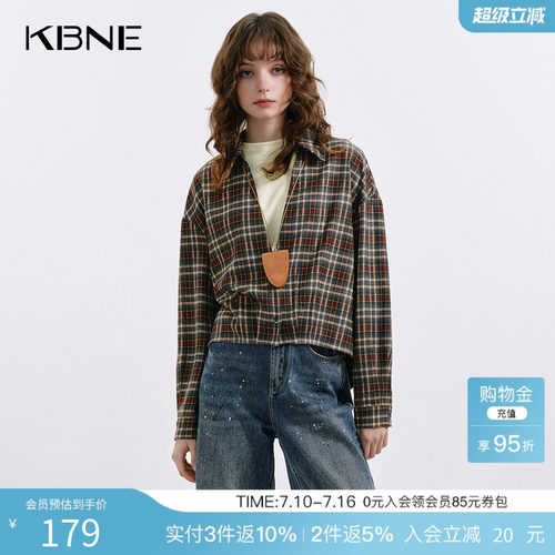 KBNE格纹衬衫两件套时尚套装女2025秋季新款显瘦遮肉长袖针织上衣